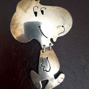 Huge Sterling Silver SNOOPY PIN VINTAGE